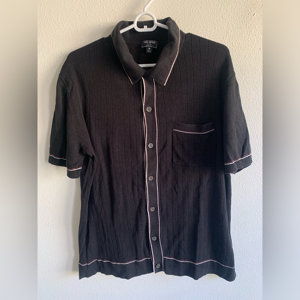 Todd Snyder Black White Silk Cotton Pocket Resort Shirt Men’s Size medium